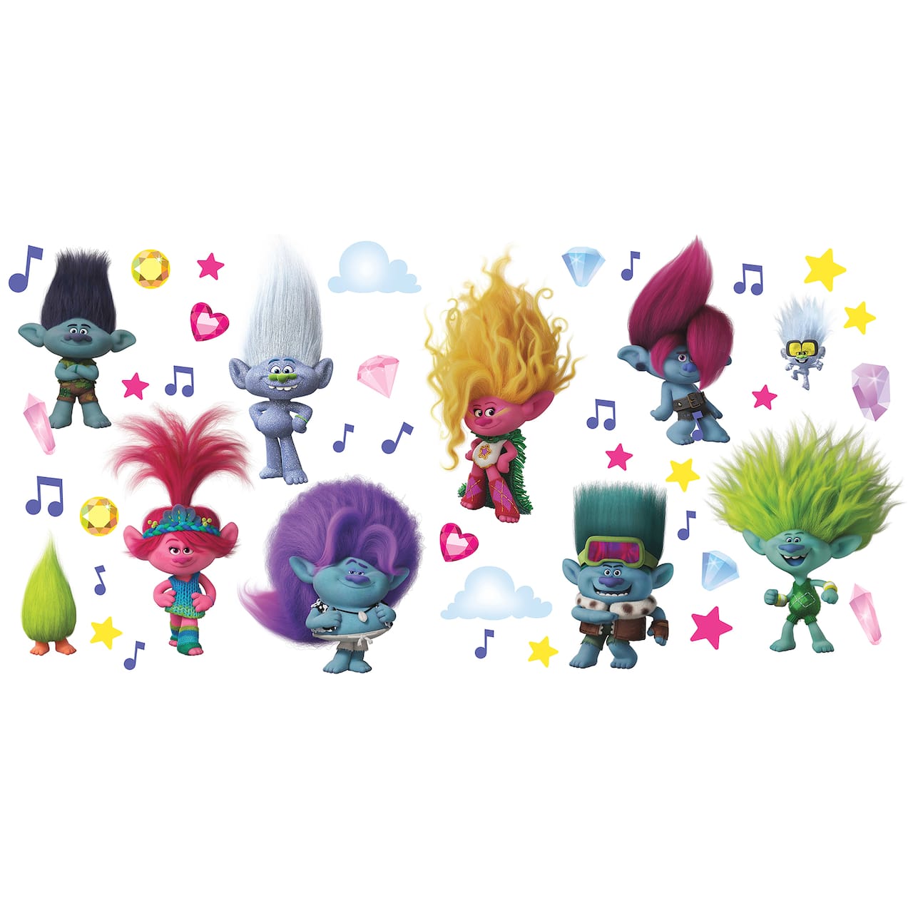RoomMates Trolls 3 Band Together with Glitter Wall Decals